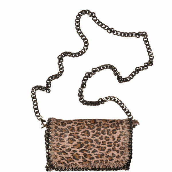 Genuine leather leopard print chain bag 