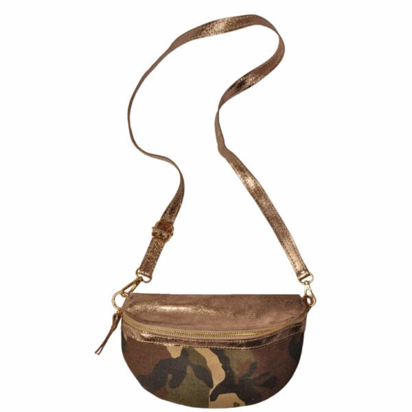 Genuine leather metallic small body bag 