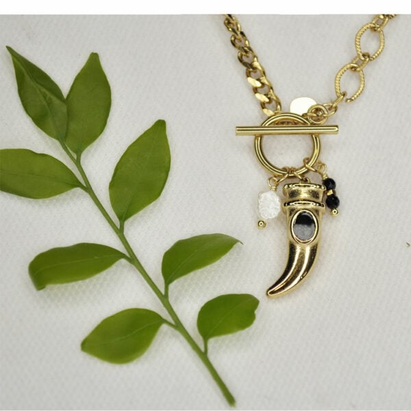 Stone horn chain necklace 
