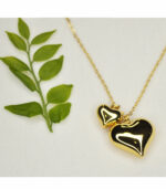 Double puff heart chain necklace 