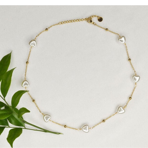 Mulit heart pearl chain necklace 