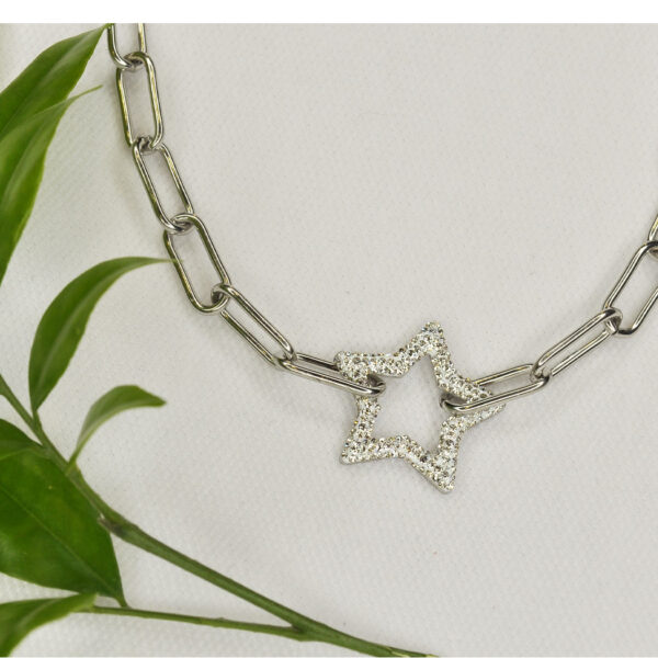Diamante star paperclip necklace 