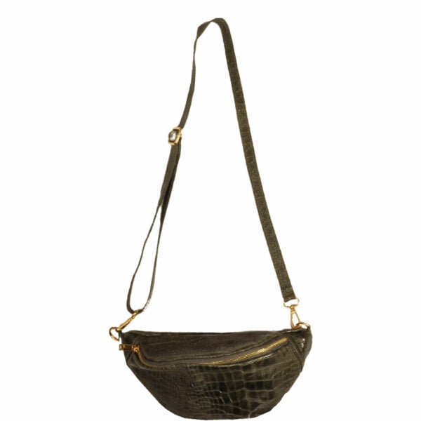 Genuine leather croc body bag