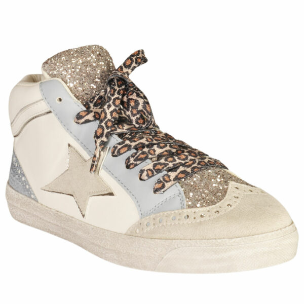 Animal print lace hi-top sneaker 