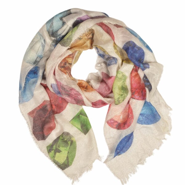 Multi diamond print lurex scarf