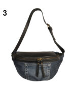 Genuine leather denim patch bag