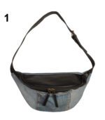 Genuine leather denim patch bag