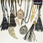 Aluminium wing beaded rope necklace