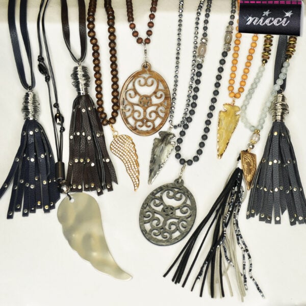 Aluminium wing beaded rope necklace
