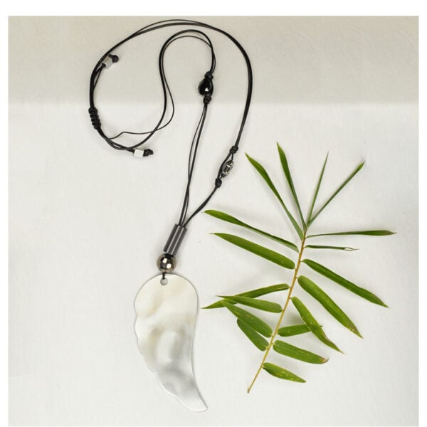 Aluminium wing beaded rope necklace