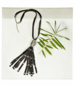 Stud leatherette tassel necklace