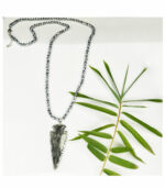 Spear pendant wooden beaded necklace