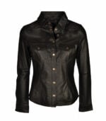 Genuine leather button up shirt