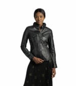 Genuine leather button up shirt