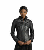 Genuine leather button up shirt