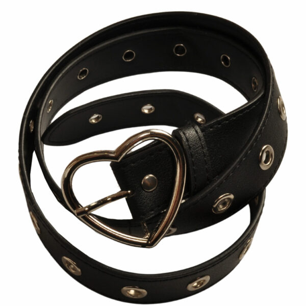 Heart buckle eyelet belt
