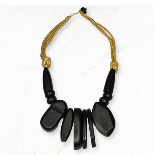 Chunky wood oblong necklace