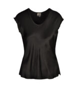 Raw-edge sleeve silky top