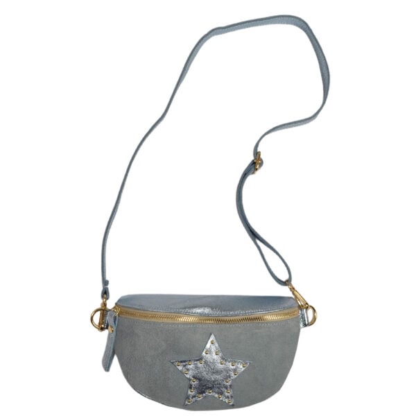 Genuine leather suede star patch bag 