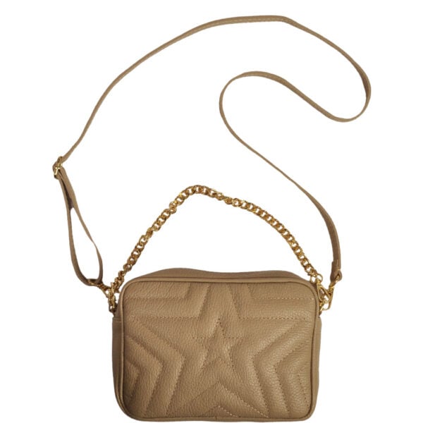 Stitched star chain leather bag