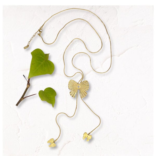 Gold bow tassel necklace