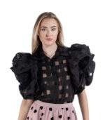 Bubble sleeve check print top