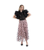 Bubble sleeve check print top