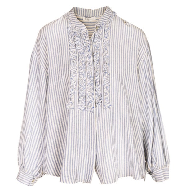 Oversized striped frill shirt