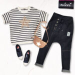 Side button denim harem pants