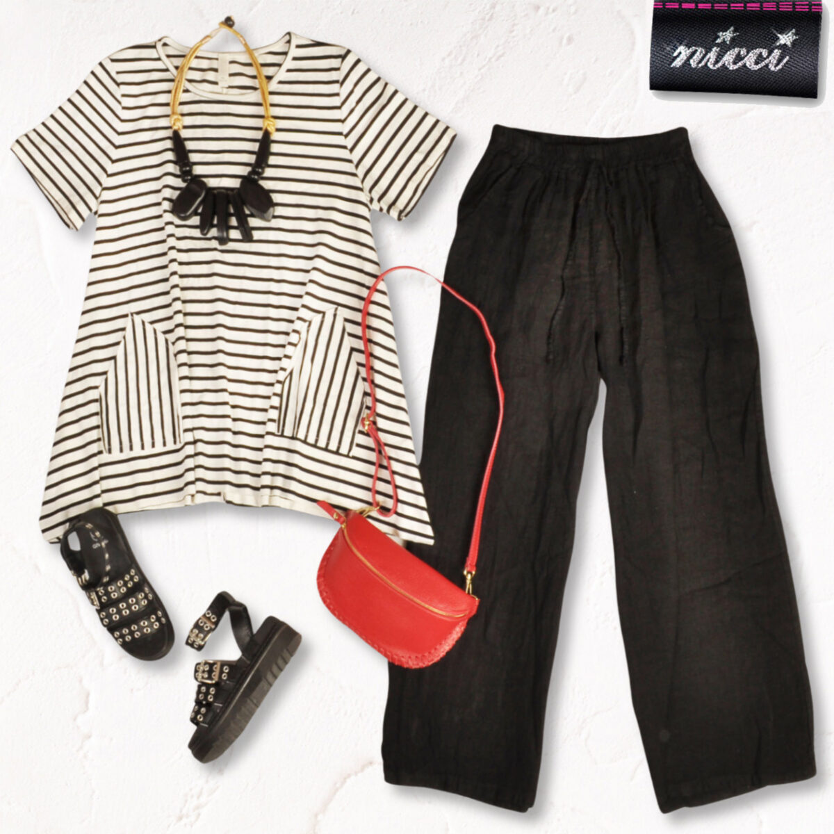 Striped oversized swing top