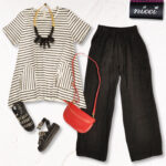 Striped oversized swing top