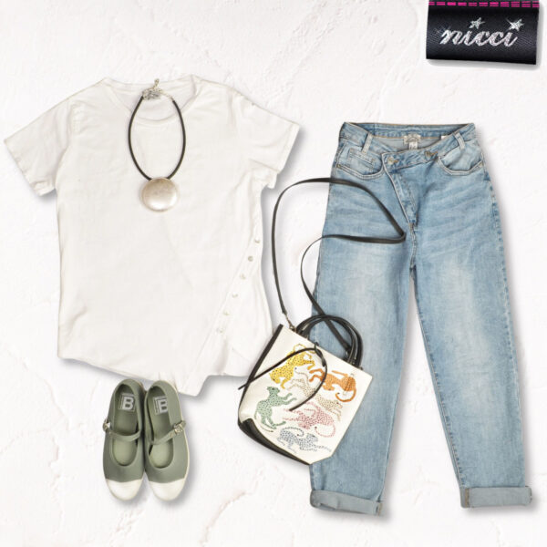 Asymmetrical button raw-edge t-shirt