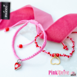 Nicci x PinkDrive braided red heart charm bracelet 