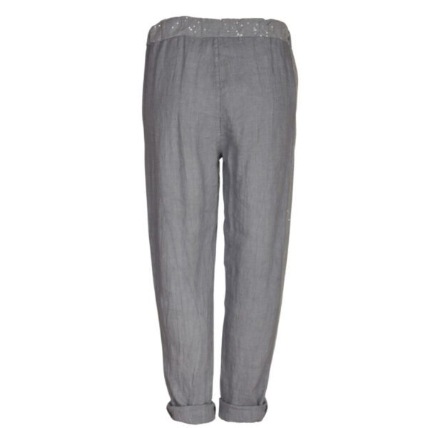 100% Linen sequin trim pants