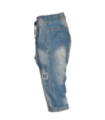 Ripped denim panel harem pants