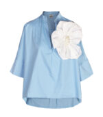 Giant flower mandarin shirt