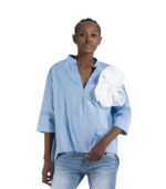 Giant flower mandarin shirt