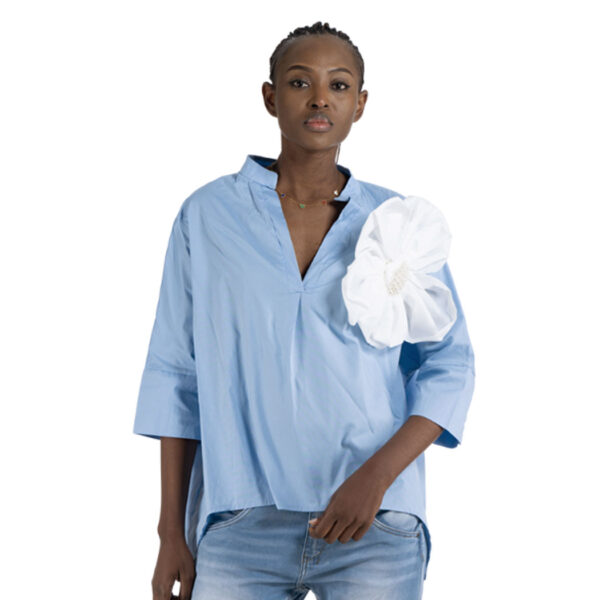 Giant flower mandarin shirt