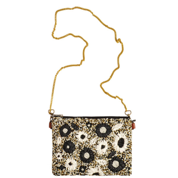 Embroidered floral beaded bag