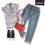 Floral turn up denim jogger