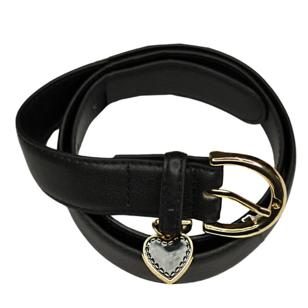 Heart charm round buckle belt 