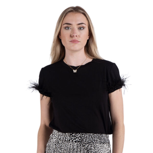Feather sleeve t-shirt