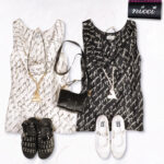 Word print cowl neck silky top
