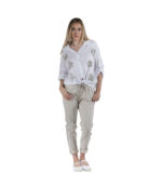 Embroidered sequin daisy oversized shirt