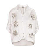 Embroidered sequin daisy oversized shirt