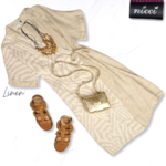 100% Linen animal print wrap dress