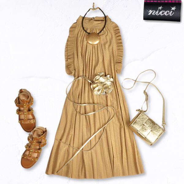 Frill detail pleated dress