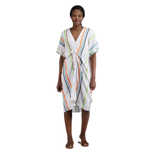 Front knot striped dress