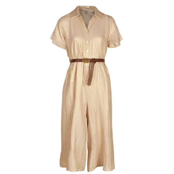 Belted shimmer 3/4 jumpsuit