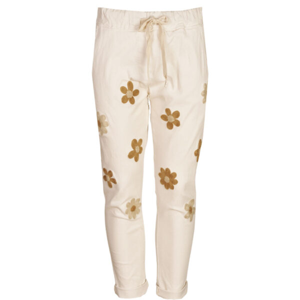 Embroidered flower pants